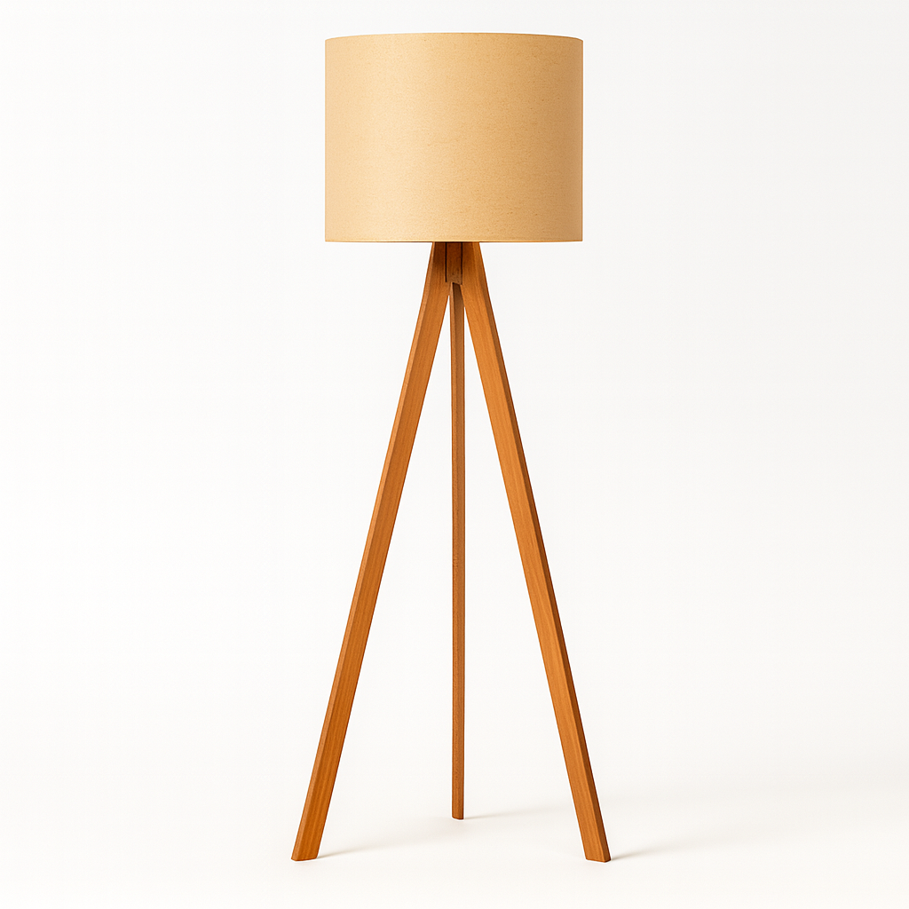 Abajur de Chão com Base Tripé em Madeira Boreal TG