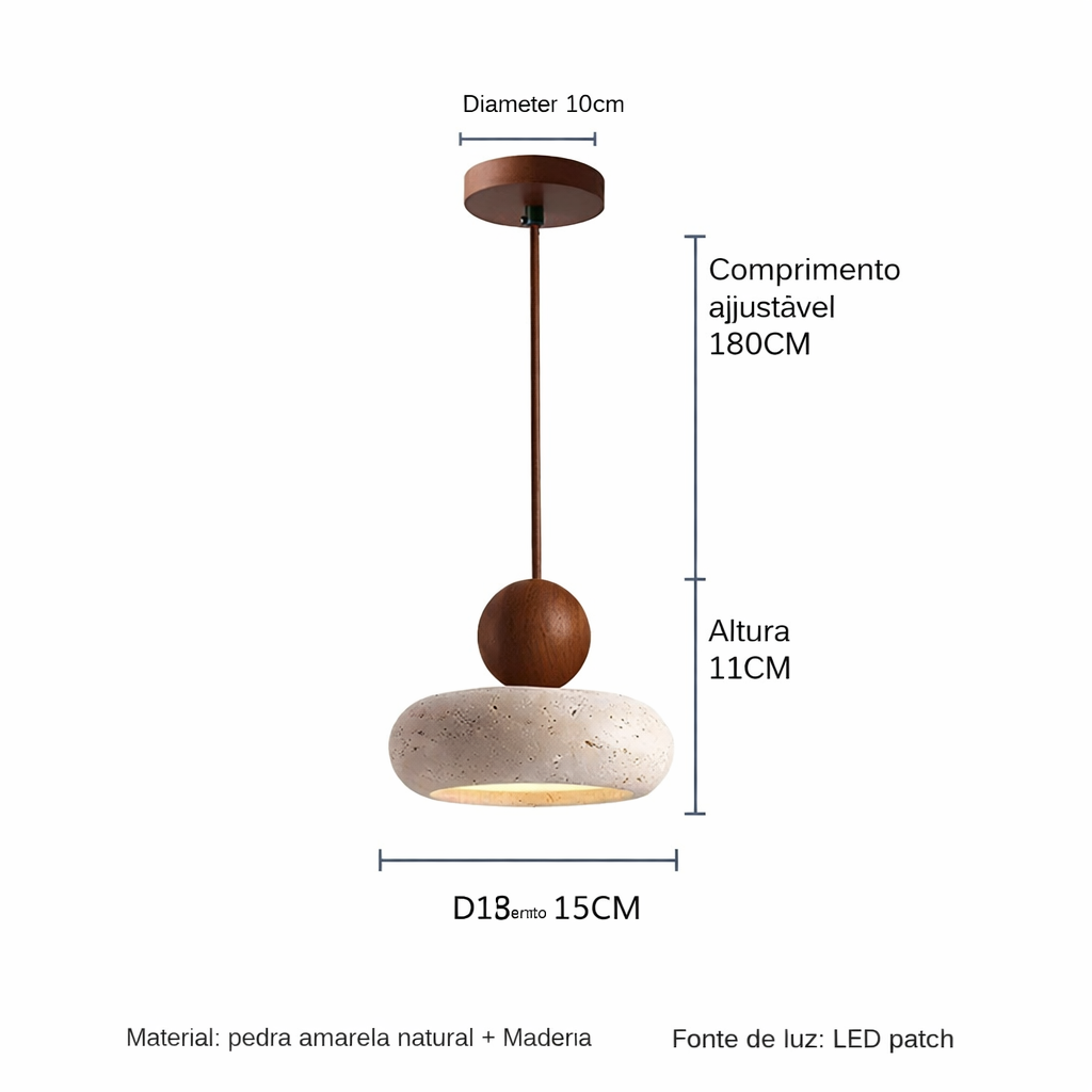 Luminária Pendente Estilo Natural Wabi-Sabi TG
